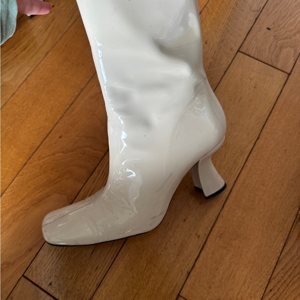 BY FAR Cream Heeled Boots